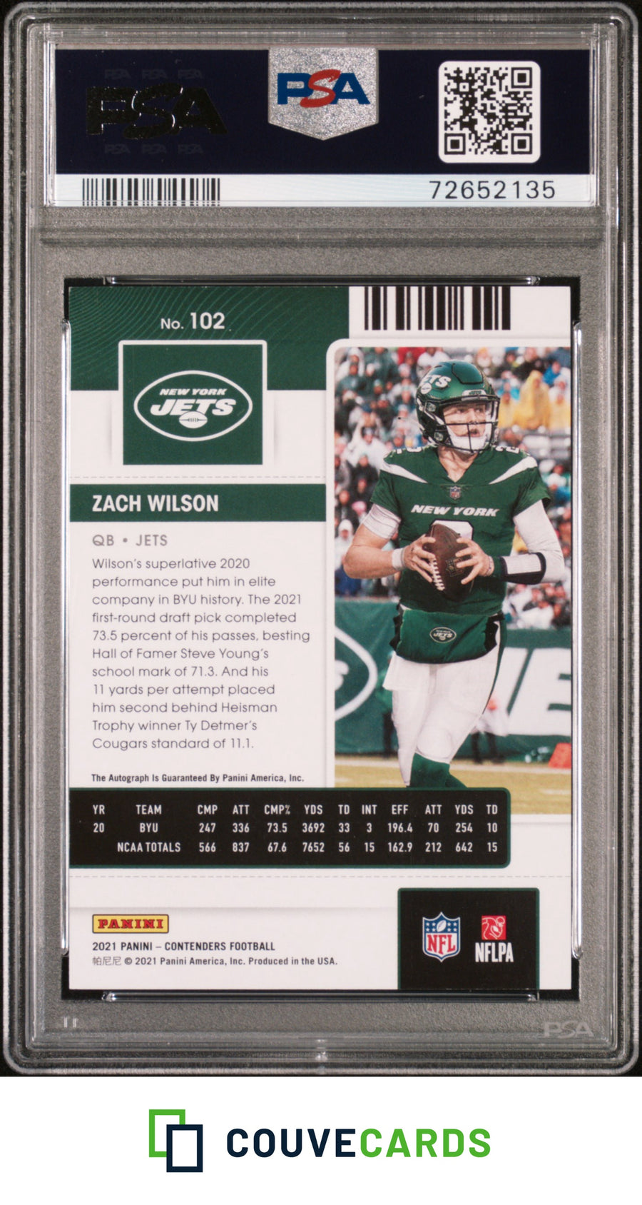 2021 Panini Contenders #102 Zach Wilson Autograph PSA 9