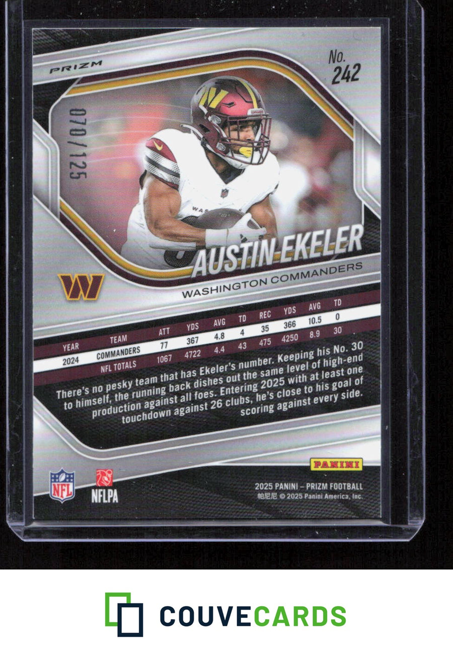 2025 Panini Prizm #242 Austin Ekeler No Huddle Blue #/125
