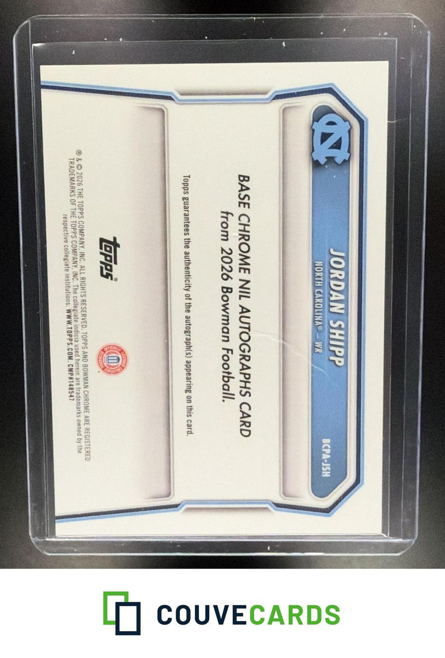 Jordan Shipp 2026 Bowman #BCPA-JSH Chrome Prospect Autographs Orange Refractor