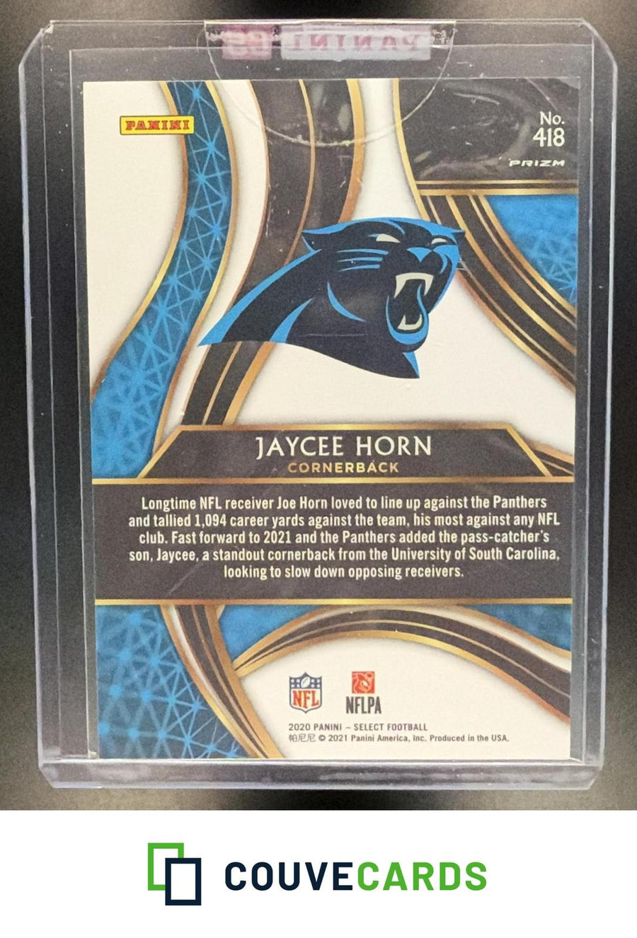 Jaycee Horn 2020 Panini Select #418 XRC Prizm