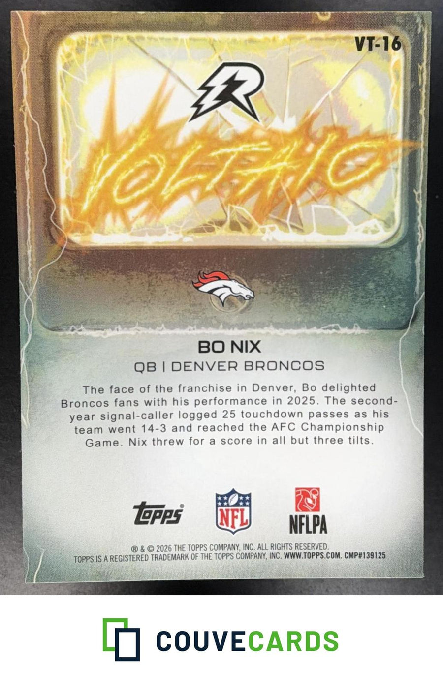 Bo Nix 2025 Topps Resurgence #VT-16 Voltaic
