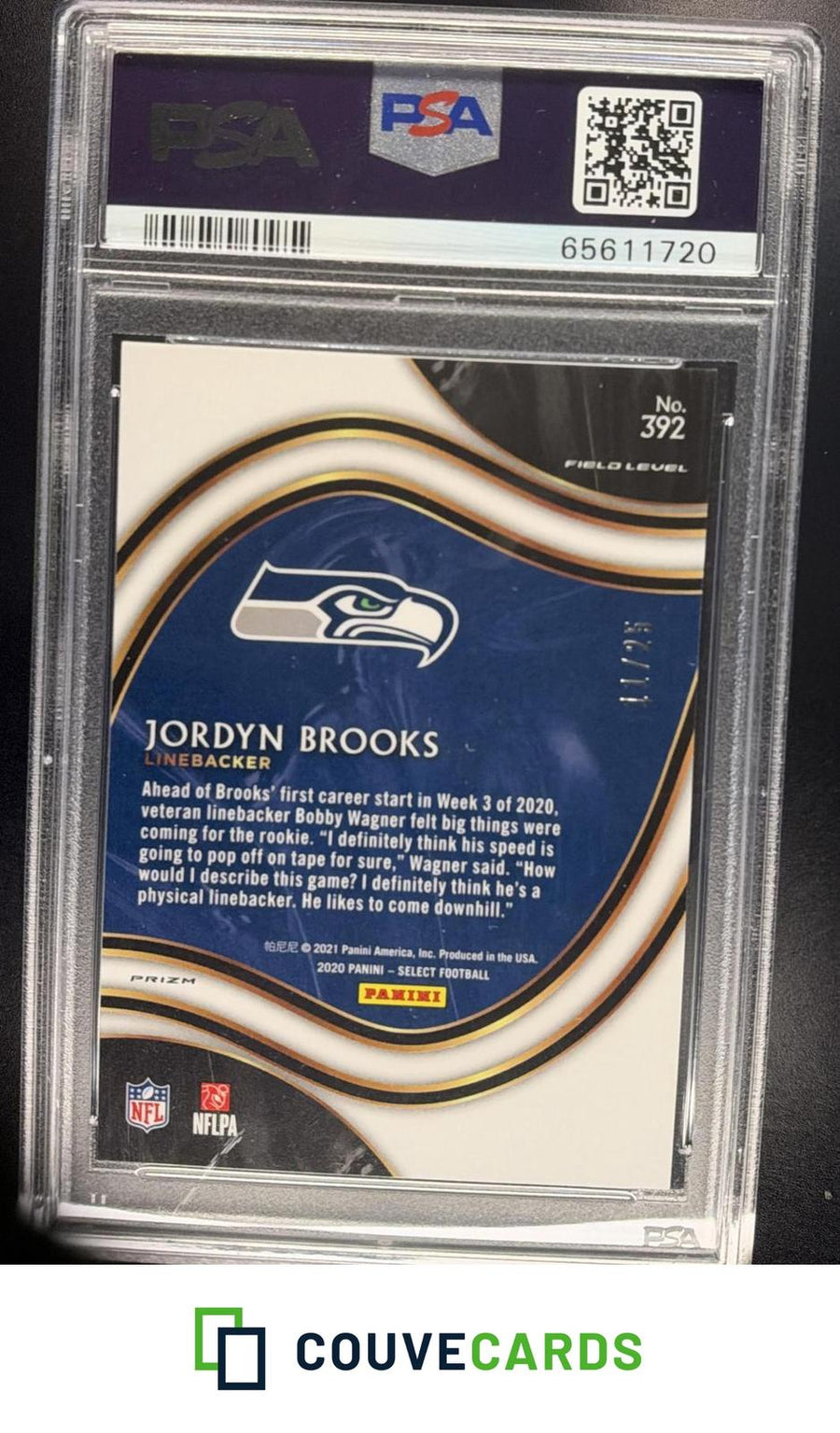 Jordyn Brooks 2020 Panini Select #392 Blue Disco Prizm RC PSA 10