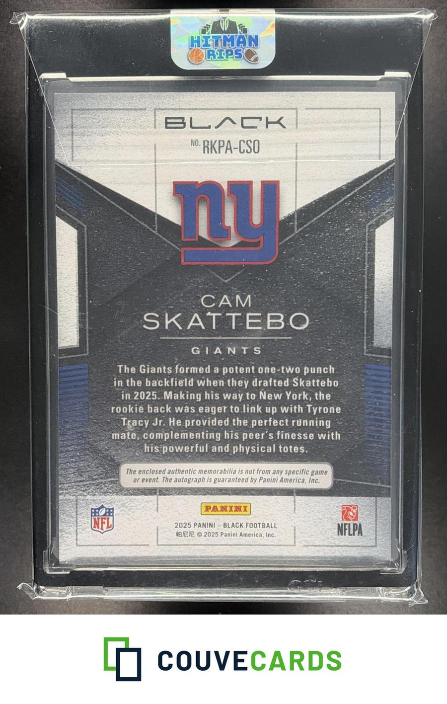 Cam Skattebo 2025 Panini Black #RKPA-CSO Rookie Patch Autographs AU