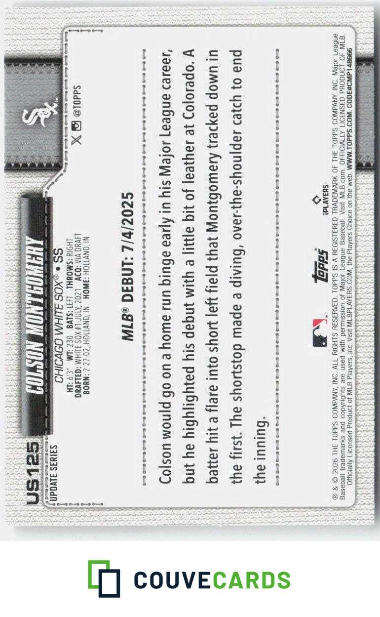 2026 Topps Update Colson Montgomery #US125