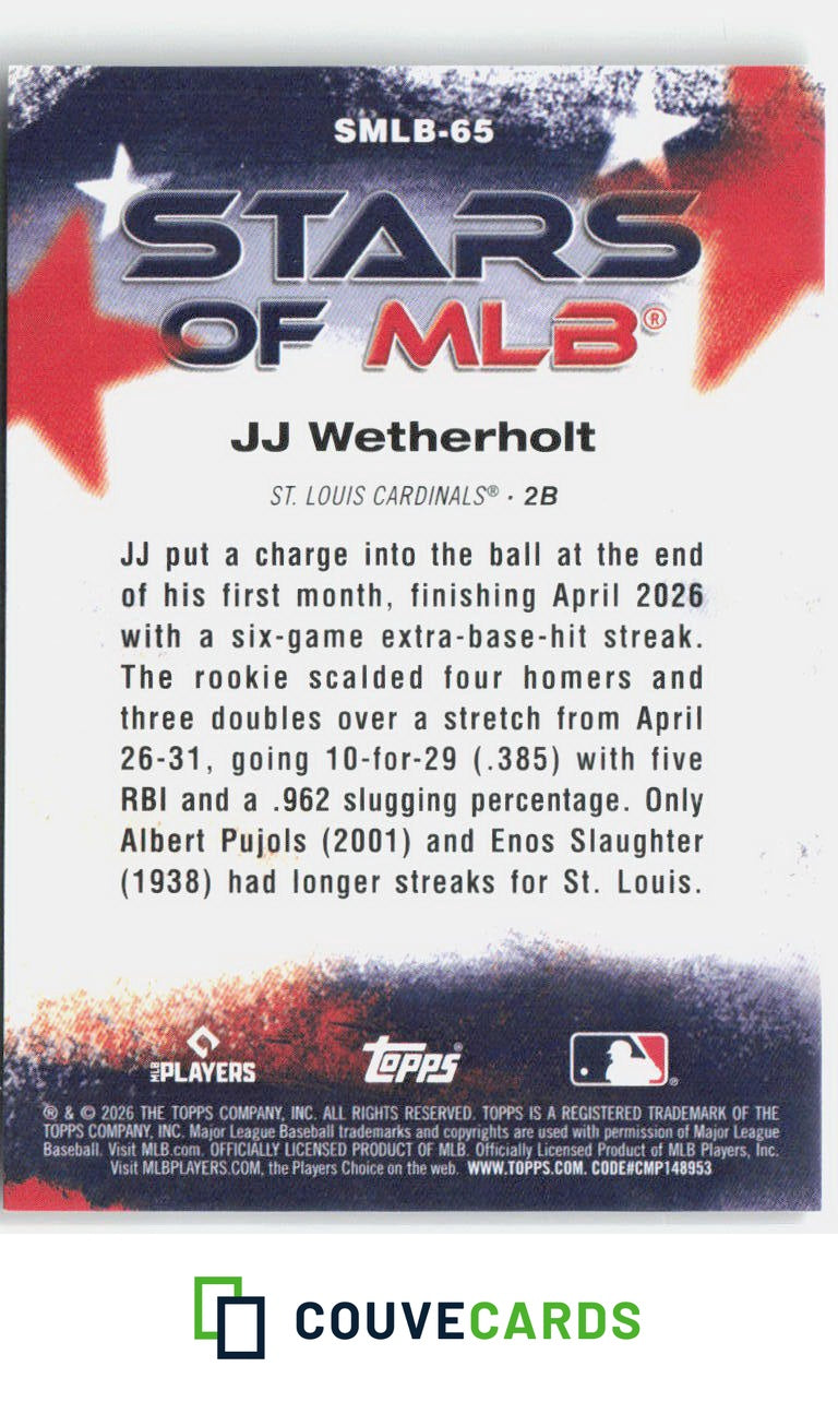 JJ Wetherholt 2026 Topps Update SMLB-65 Stars of MLB
