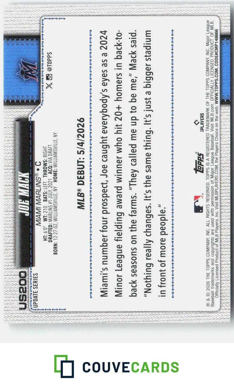 Joe Mack 2026 Topps Update US200