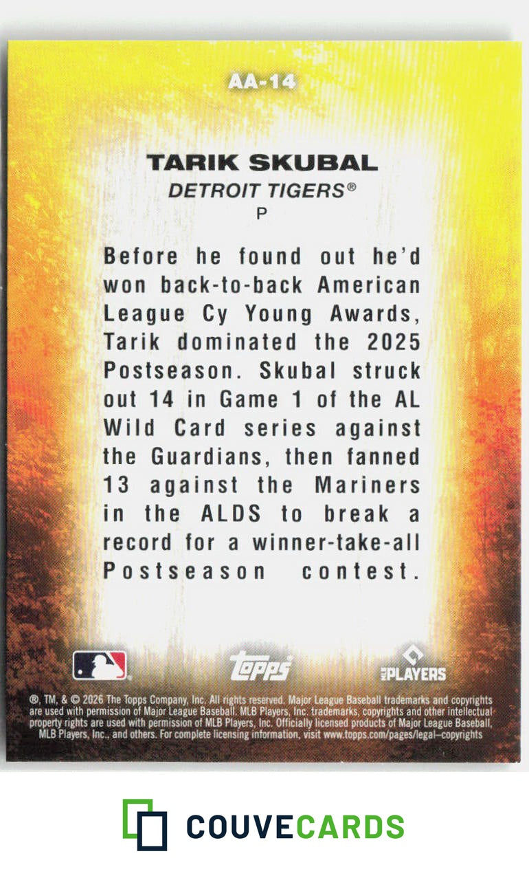 Tarik Skubal 2026 Topps Update AA-14 Autumn Ascensions