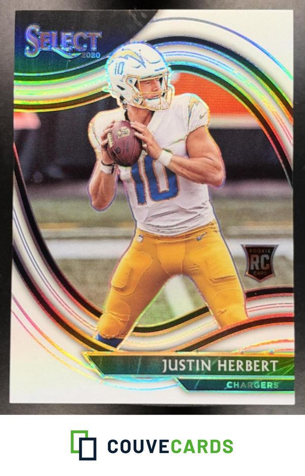 2020 Panini Select White Prizm Justin Herbert #344 RC #/35