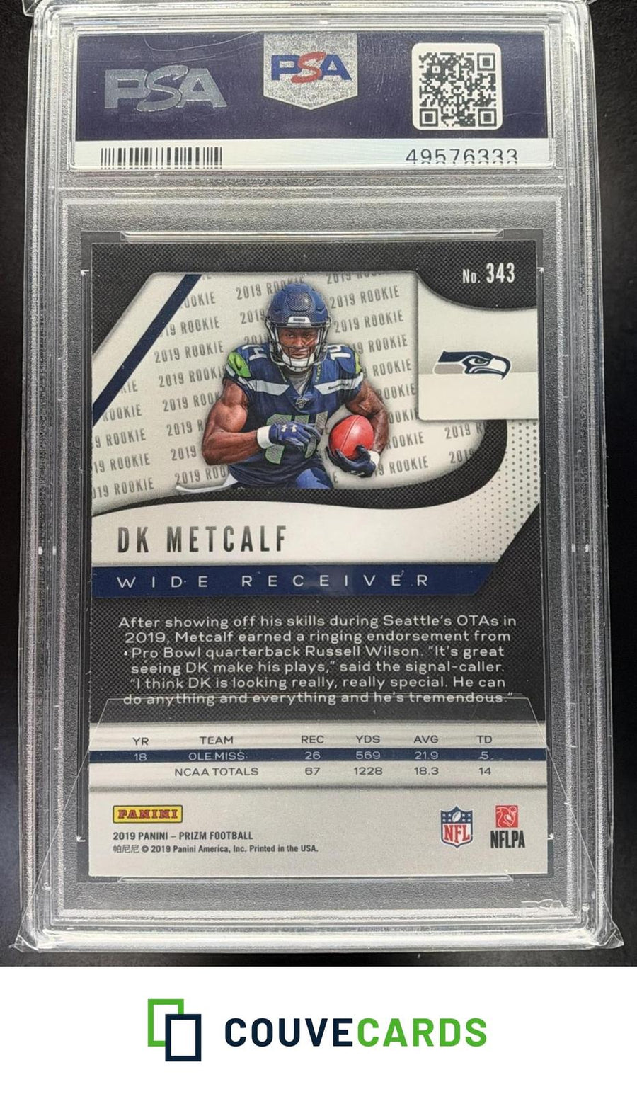 2019 Panini Prizm DK Metcalf #343 RC PSA