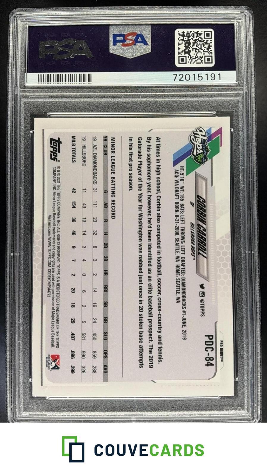 2021 Topps Pro Debut Chrome Corbin Carroll #PDC-84 PSA