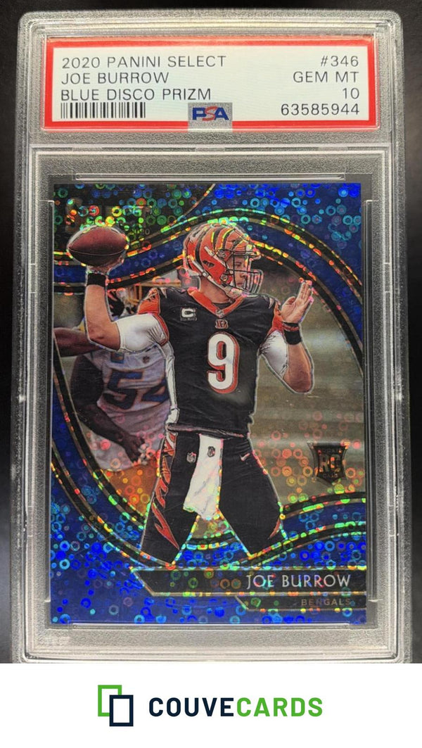 2020 Panini Select Disco Blue Prizm Joe Burrow #346 RC PSA #/25