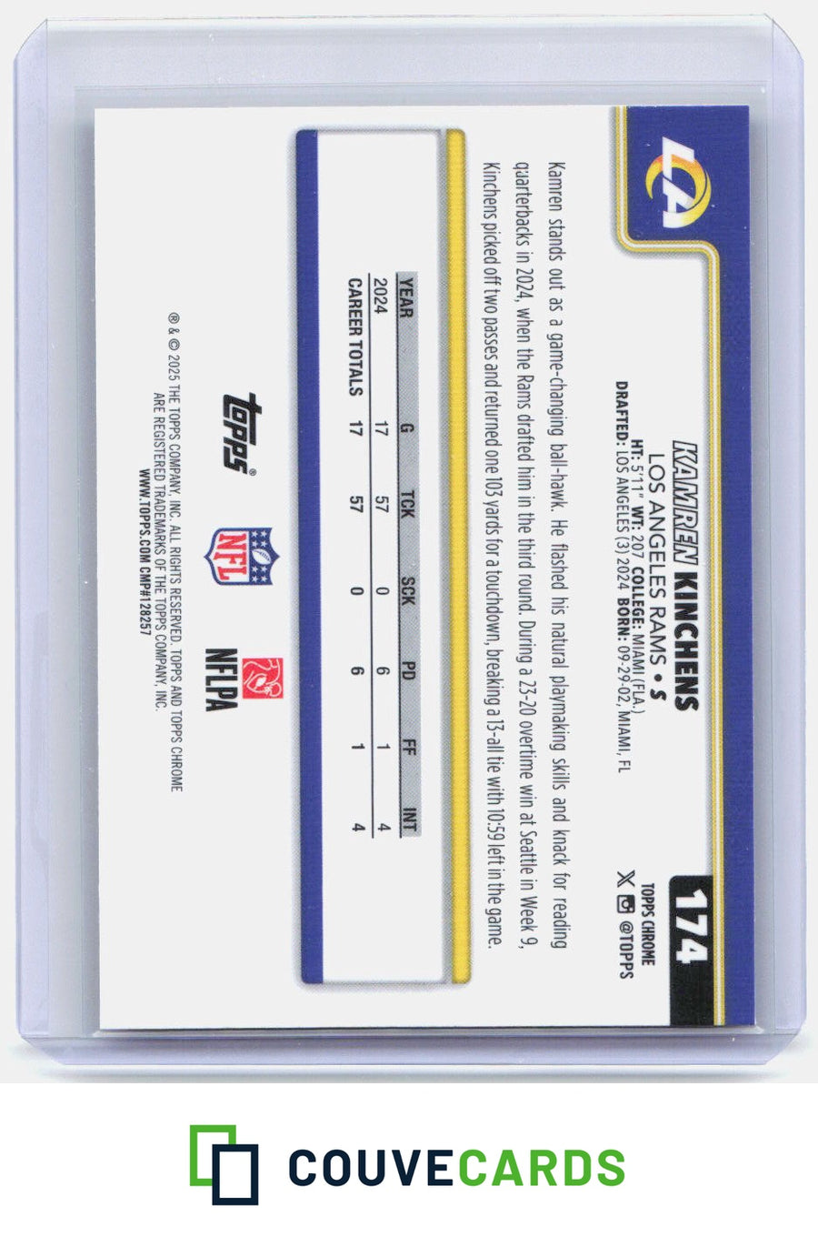 2025 Topps Chrome #174 Kamren Kinchens Neon Pulse Refractor