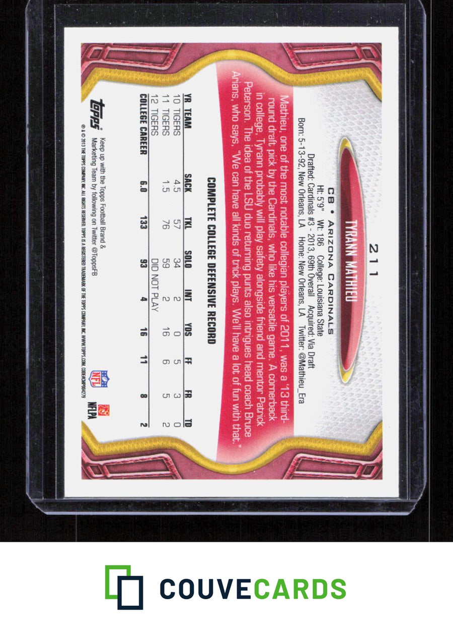 2013 Topps #211 Tyrann Mathieu