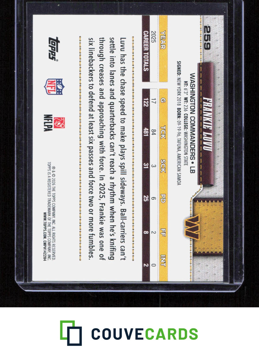 2026 Topps Flagship #259 Frankie Luvu Rainbow Foil