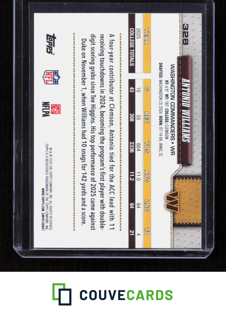 2026 Topps Flagship #328 Antonio Williams Team Color Border Variations