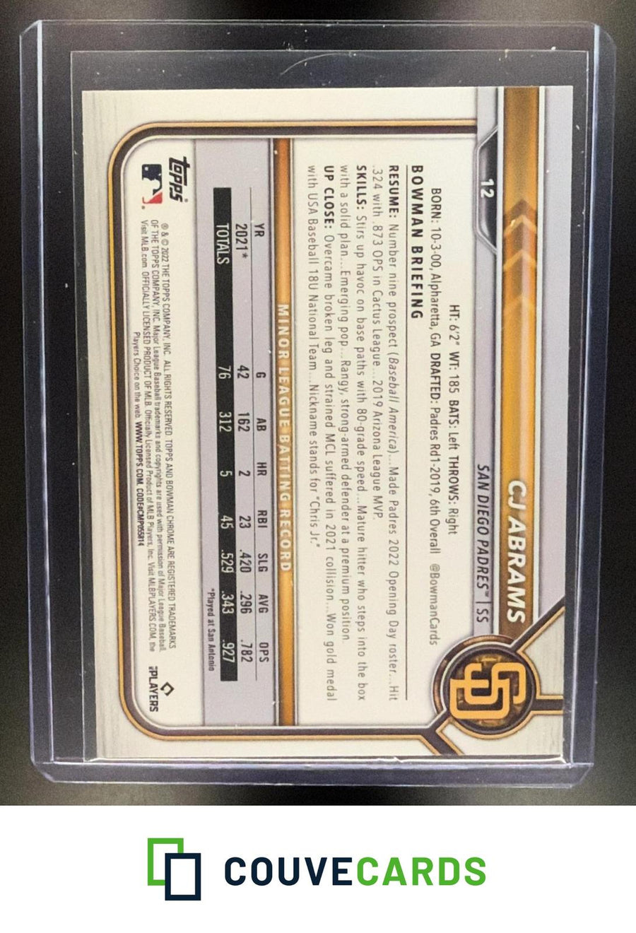 CJ Abrams 2022 Bowman Chrome #12 RC