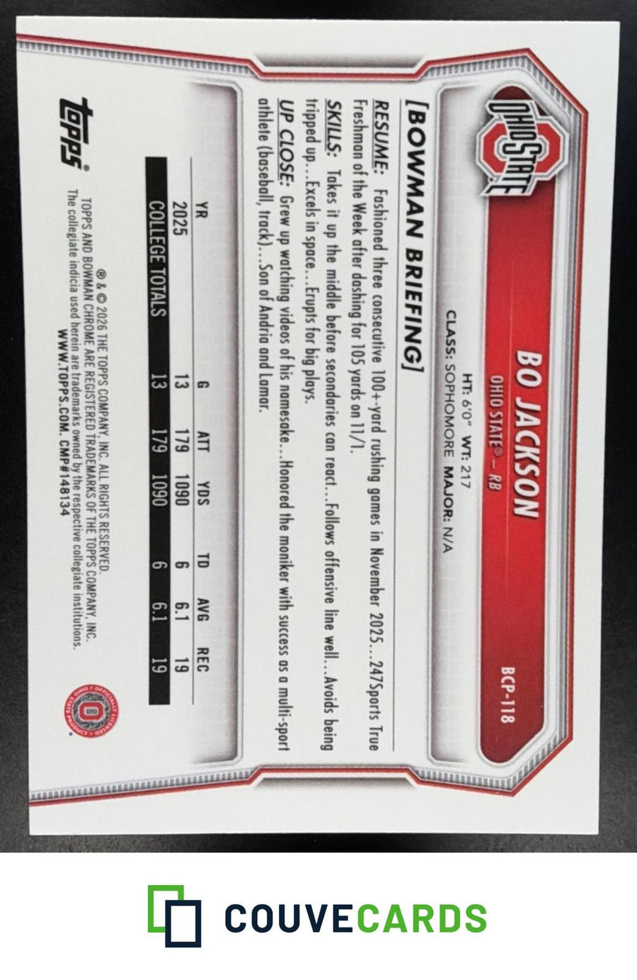 Bo Jackson 2026 Bowman #BCP-118 Chrome Prospects Mojo Refractor