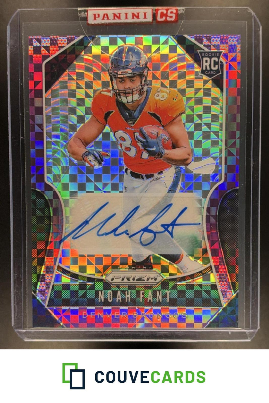 Noah Fant 2019 Panini Prizm #365 Rookie Autographs Prizm Purple Power RC AU