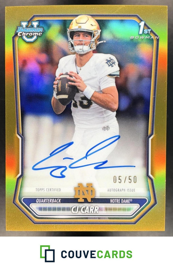 2026 BOWMAN CHROME U - Cj Carr GOLD ON CARD AUTO 05/50‼️