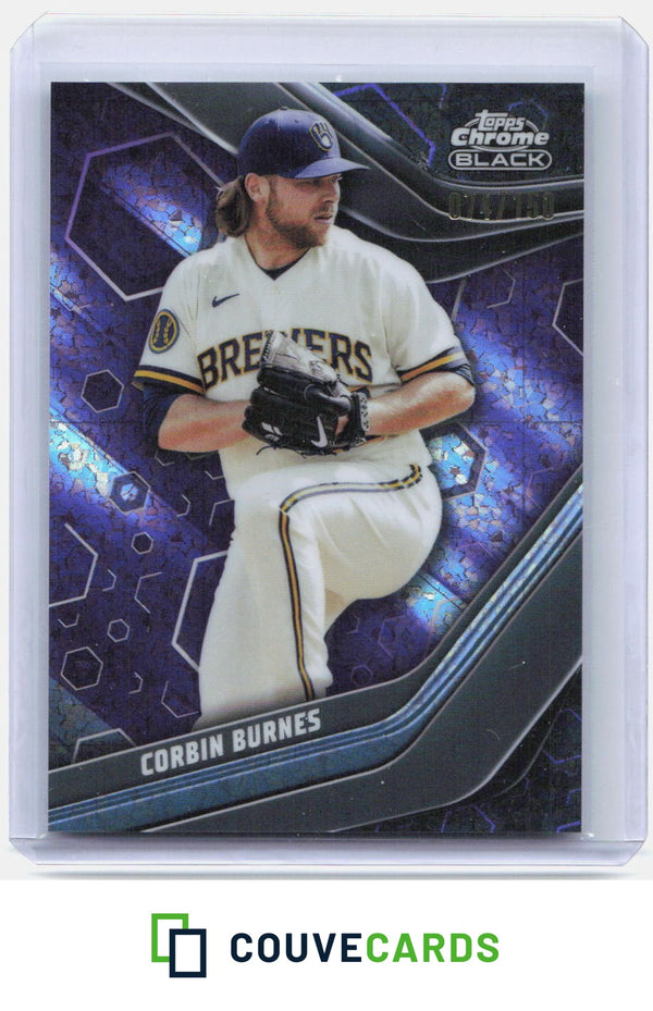 Corbin Burnes 2023 Topps Chrome Black #83 Purple Mini-Diamond Refractor #/150