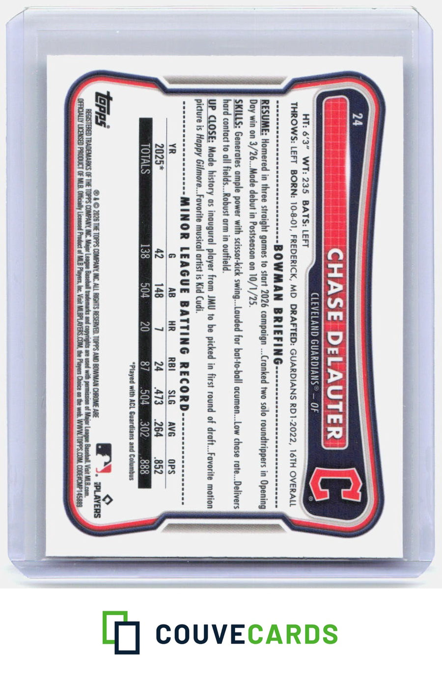 Chase DeLauter 2026 Bowman Chrome #24 RC
