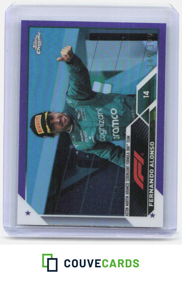 Fernando Alonso 2023 Topps Chrome Formula 1 #33 Purple Refractor #/399