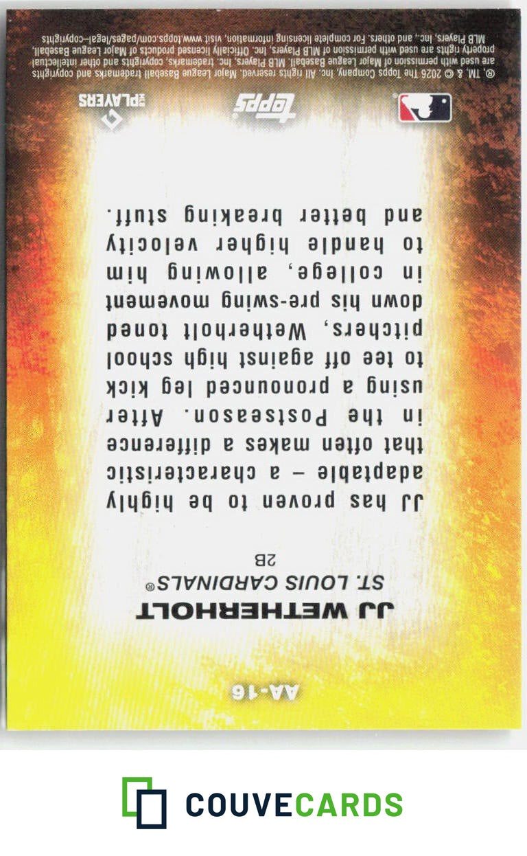 2026 Topps Update Autumn Ascensions JJ Wetherholt #AA-16