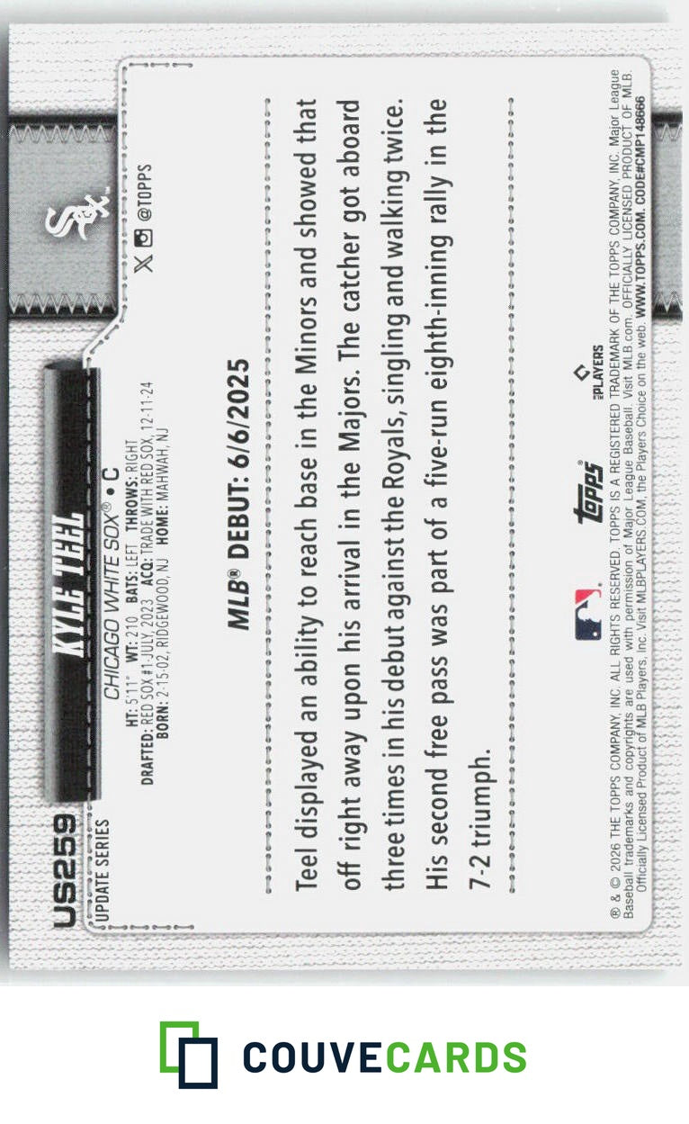 2026 Topps Update Holo Foil Kyle Teel #US259