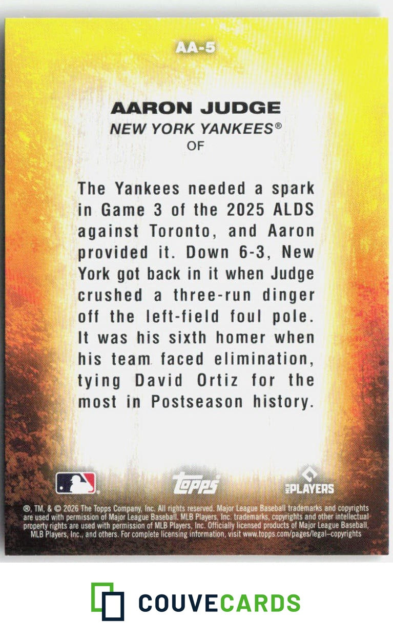 2026 Topps Update Autumn Ascensions Aaron Judge #AA-5