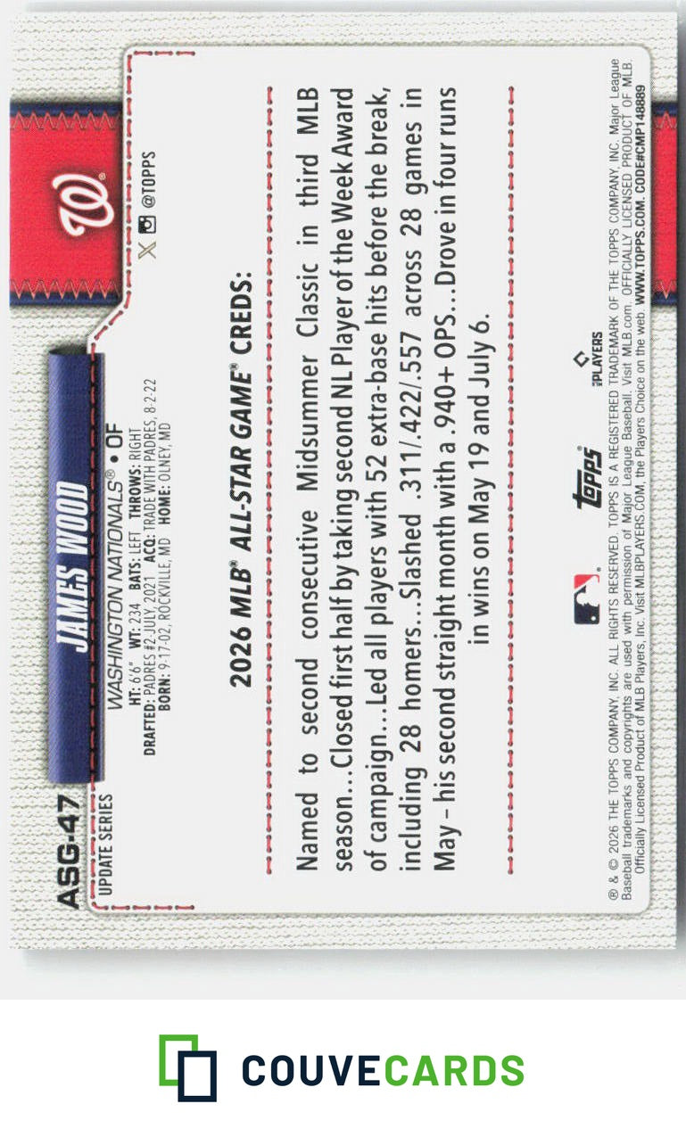 James Wood 2026 Topps Update ASG-47 2026 All-Star Game