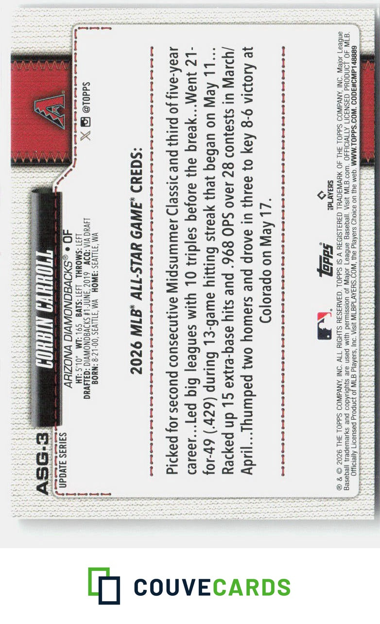 Corbin Carroll 2026 Topps Update ASG-3 2026 All-Star Game