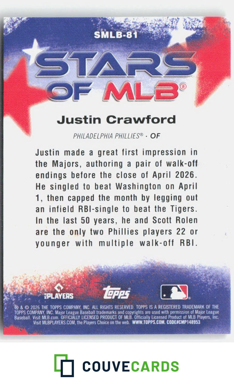 Justin Crawford 2026 Topps Update SMLB-81 Stars of MLB