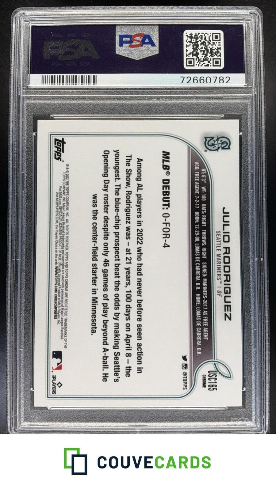 2022 Topps Chrome Update Julio Rodriguez #USC165 PSA