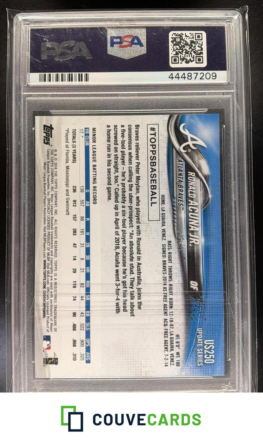 2018 Topps Update Ronald Acuna Jr. #US250 RC PSA