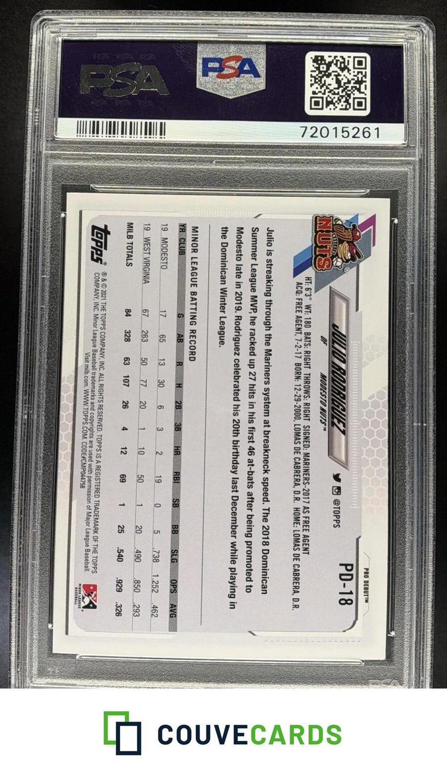 2021 Topps Pro Debut Julio Rodriguez #PD-18 PSA