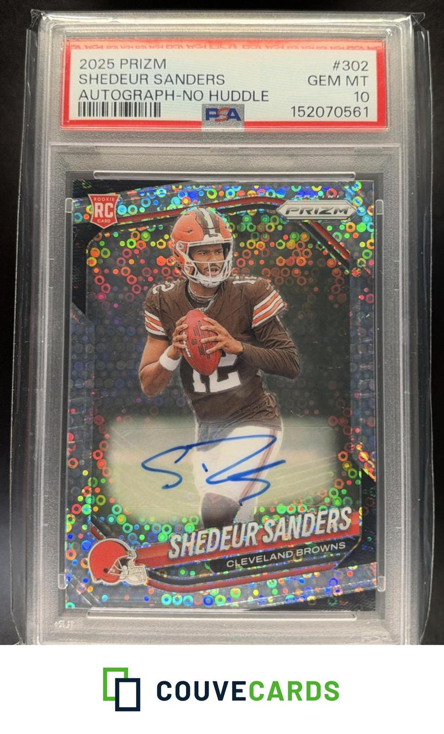 2025 Panini Prizm Prizm Rookie Autographs No Huddle Shedeur Sanders #302 AU PSA