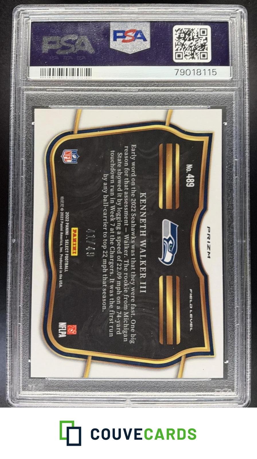 2022 Panini Select Blue Prizm Kenneth Walker III #489 RC #/49