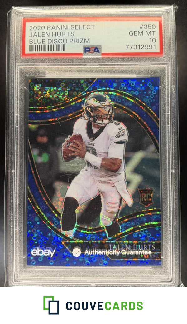2020 Panini Select Disco Blue Prizm Jalen Hurts #350 RC PSA #/25