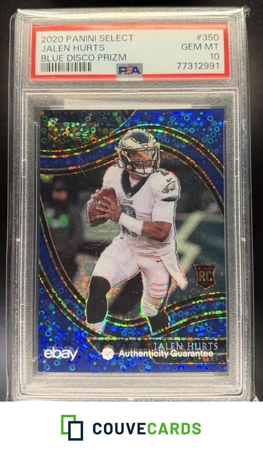 2020 Panini Select Disco Blue Prizm Jalen Hurts #350 RC PSA #/25